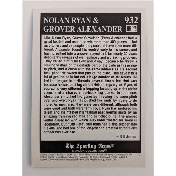 Nolan Ryan & Grover Alexander Different Fastballs Baseball Card
