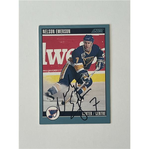St. Louis Blues Nelson Emerson 1992 Score #376 signed trading card