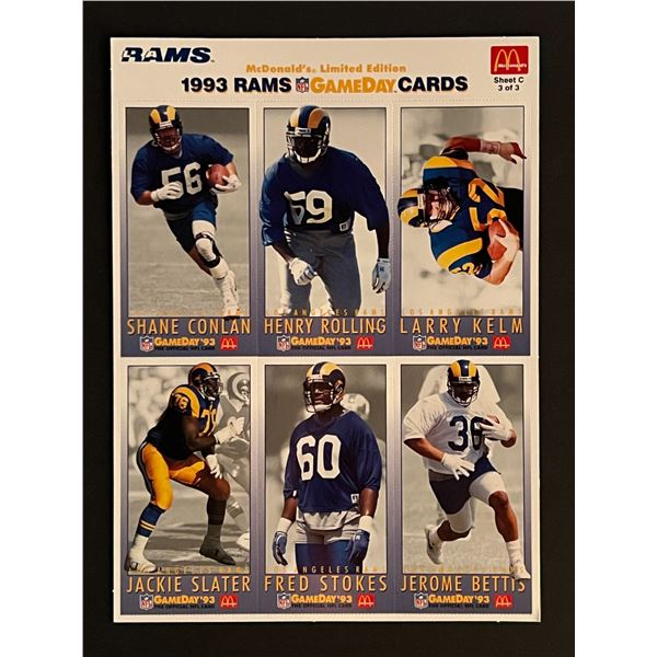 1993 Rams Football Uncut Card Sheet