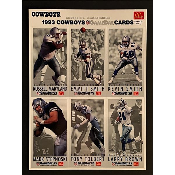 1993 Dallas Cowboys Uncut Card Sheet