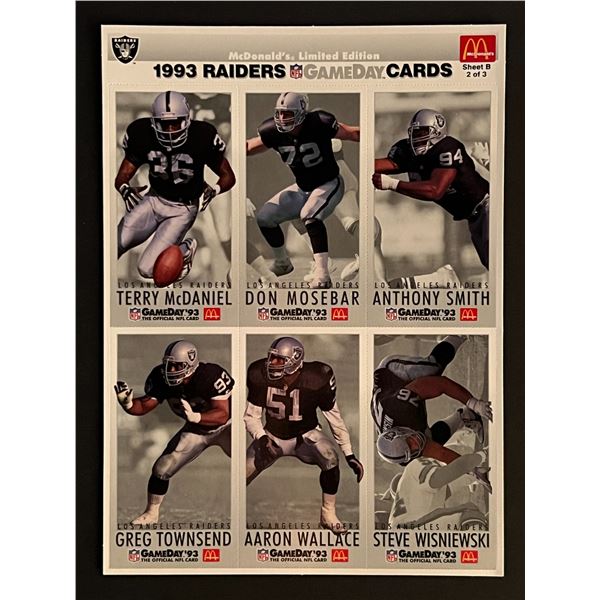 1993 Raiders Football Uncut Card Sheet