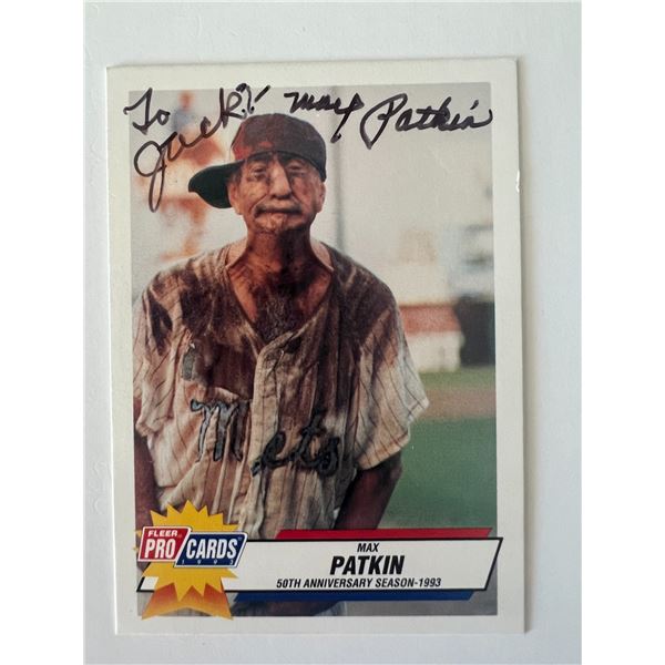 Clown Prince Of Baseball Max Patkin 1993 Fleer signed trading card