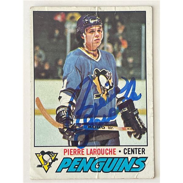 Pittsburgh Penguins Pierre Larouche 1977 Topps #102 signed trading card