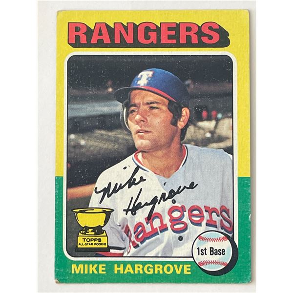 Texas Rangers Mike Hargrove signed  1975 Topps #106 All-Star Rookie trading card