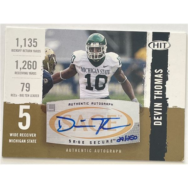 Michigan State Devin Thomas 2008 Sage #A68 signed trading card