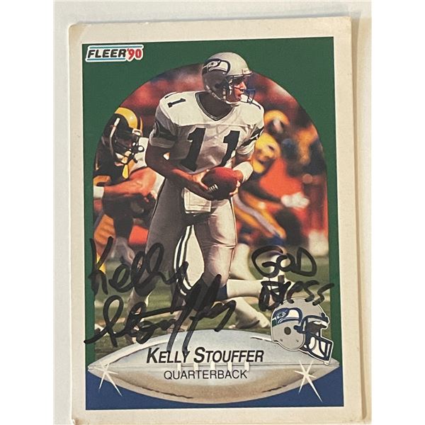Seattle Seahawks Kelly Stouffer 1990 Fleer #273 signed trading card