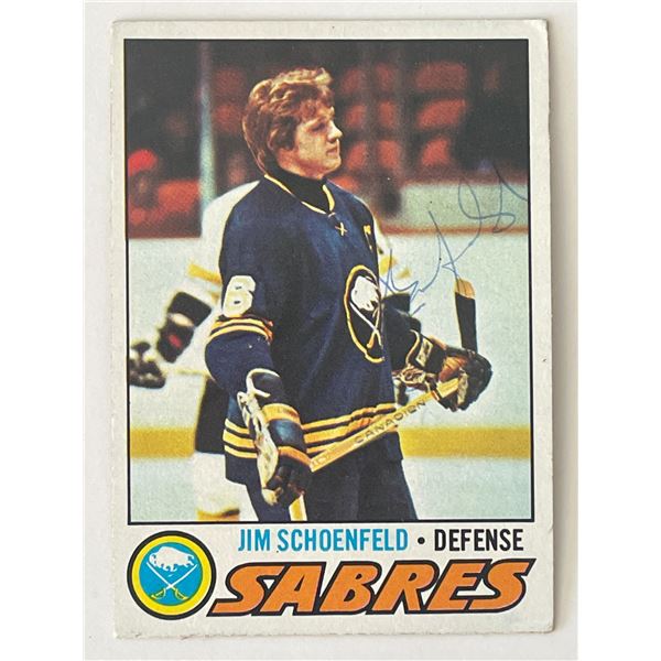Buffalo Sabres Jim Schoenfeld 1977 Tops #108 signed trading card