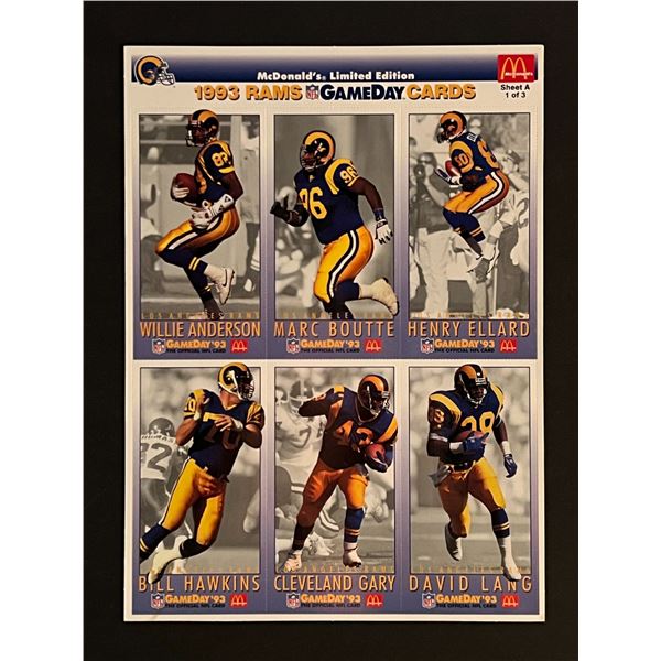 1993 Rams Football Uncut Card Sheet