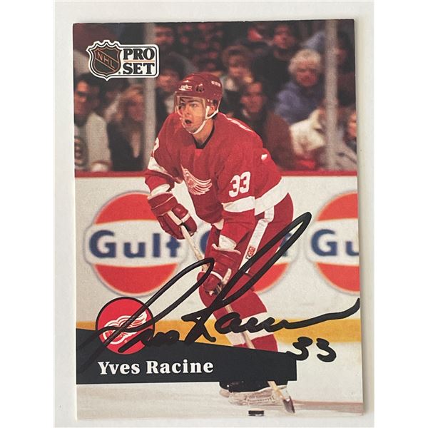 Detroit Red Wings Yves Racine 1991 Pro Set #54 signed trading card