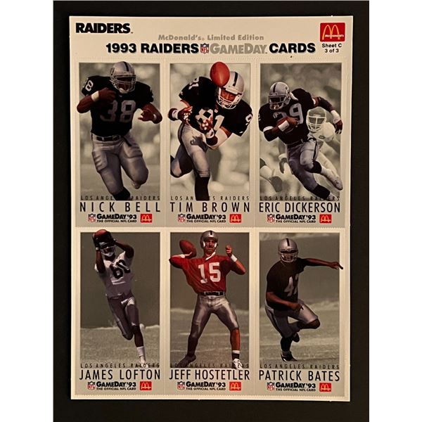 1993 Raiders Football Uncut Card Sheet