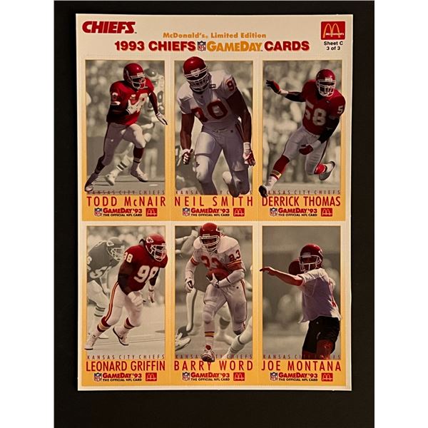 1993 Chiefs Football uncut  card sheet