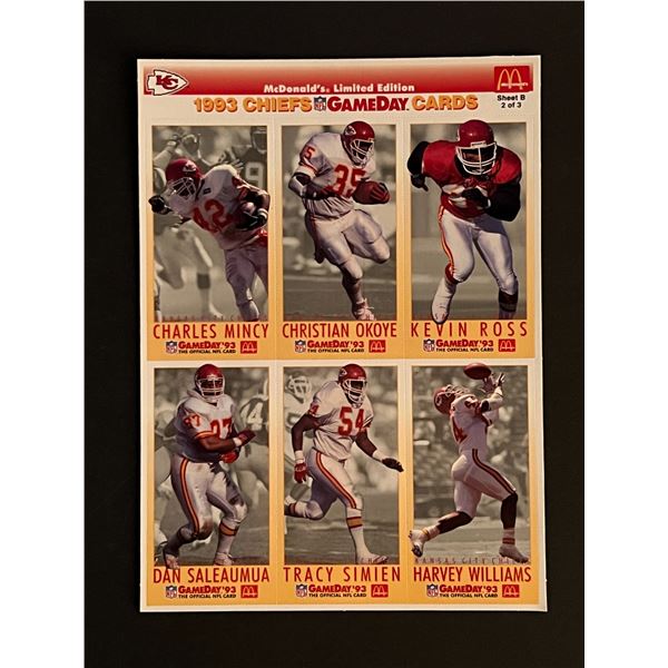 1993 Chiefs Football uncut  card sheet