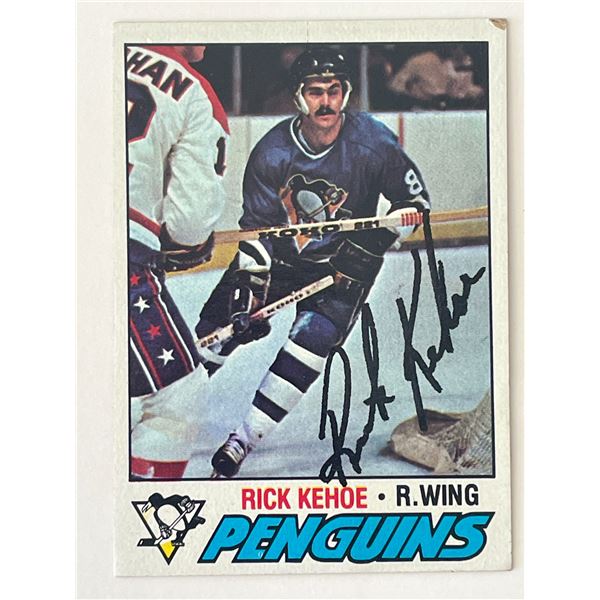 Pittsburgh Penguins Rick Kehoe 1977 Topps #33 signed trading card