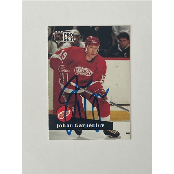 Detroit Red Wings Johan GarpenlÃ¶v 1991 Pro Set #56 signed trading card