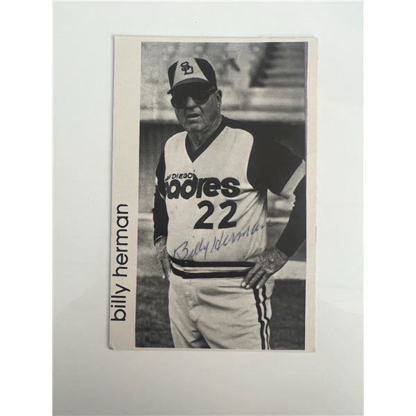 San Diego Padres Billy Herman signed baseball card