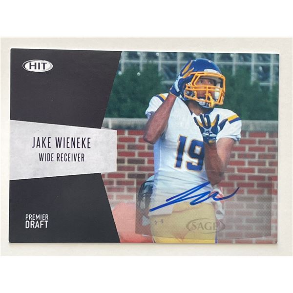 Jake Wieneke 2018 Sage Hit Premier Draft signed trading card