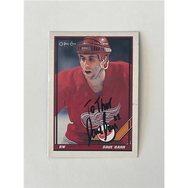 Detroit Red Wings Dave Barr 1991 O-Pee-Chee #147 signed trading card