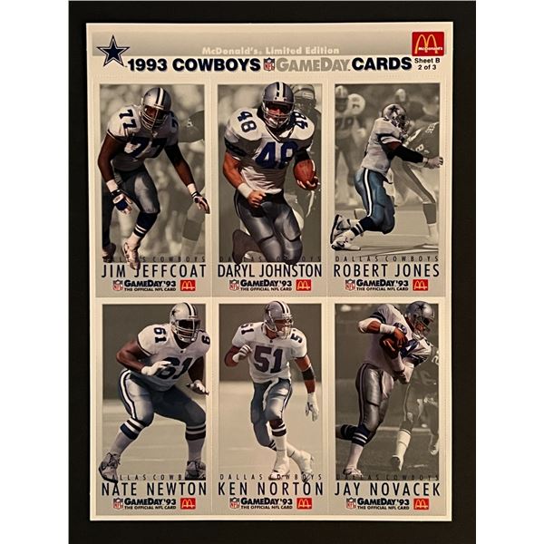 1993 Dallas Cowboys Uncut Card Sheet