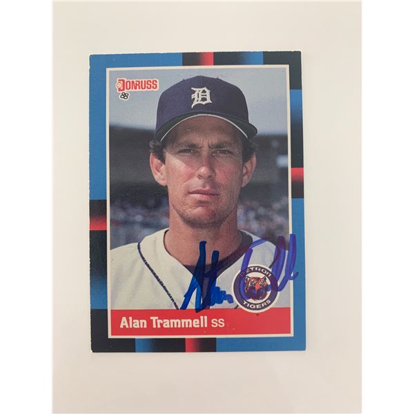 Alan Trammell signed baseball card