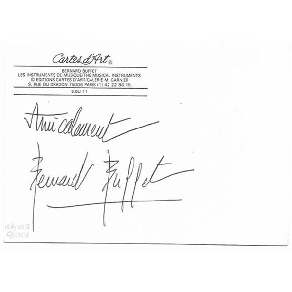 French Painter Bernard Buffet signed postcard