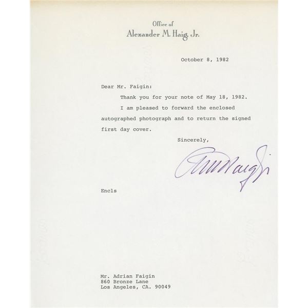 Alexander Haig signed letter
