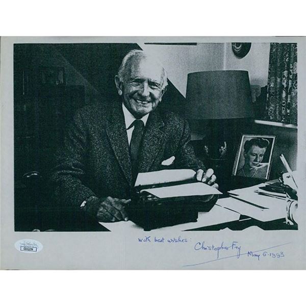 Screenwriter Christopher Fry signed photo. JSA Authenticated