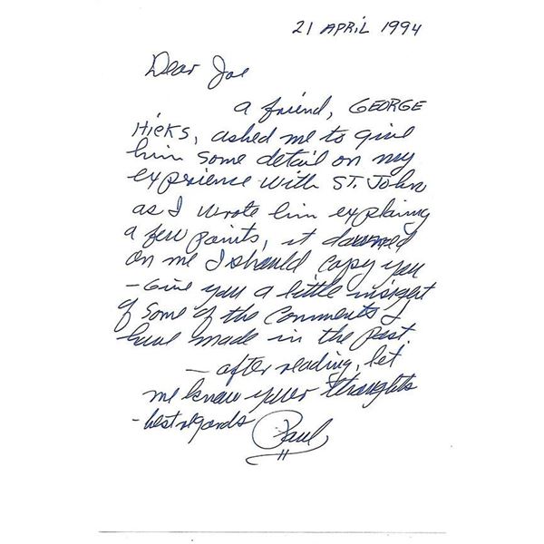 Enola Gay Pilot Paul W Tibbets Signed Letter