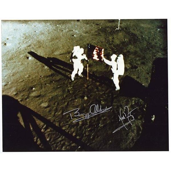 Rare Neil Armstrong and Buzz Aldrin signed NASA photograph