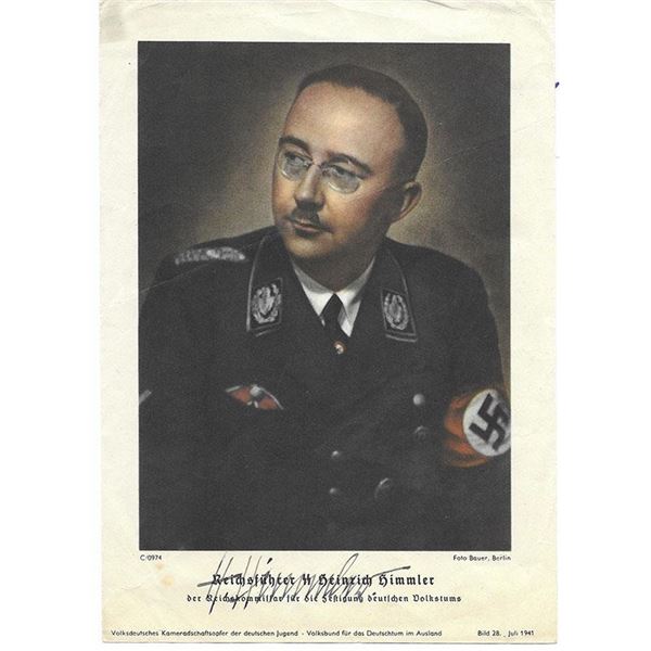 Nazi Head of the SS Heinrich Himmler Signed Photo
