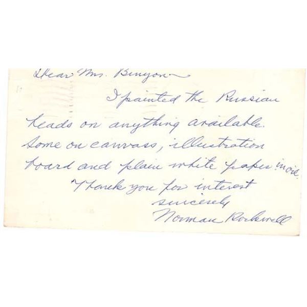 Norman Rockwell signed note
