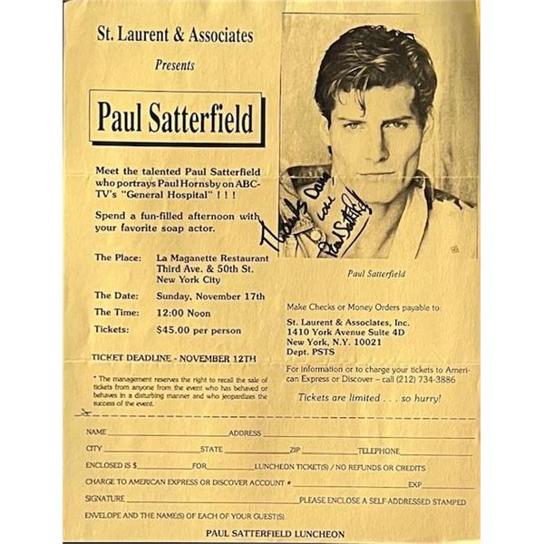 General Hospital Paul Satterfield signed brochure