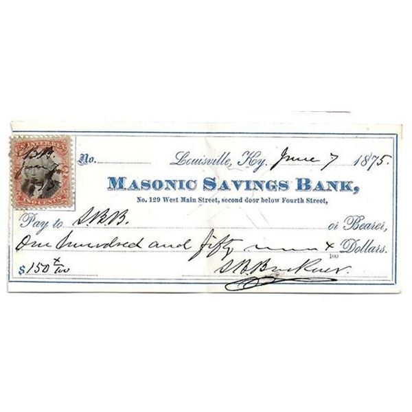 Confederate General Simon B. Buckner Signed Civil War Check