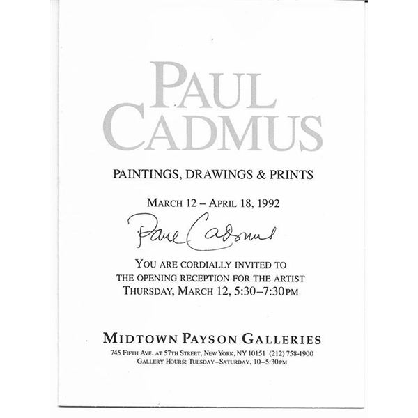Artist Paul Cadmus signed invitation