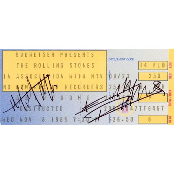 Rolling Stones signed concert tickets