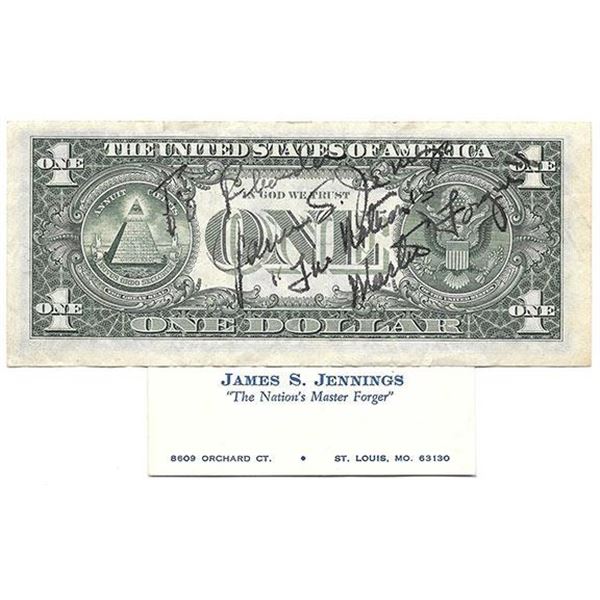 Counterfeiter James S Jennings Signed Card