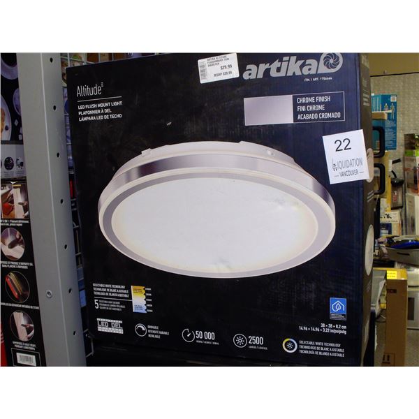 Artika Altitude LED Flush Mount Ceiling Light 15" Chrome