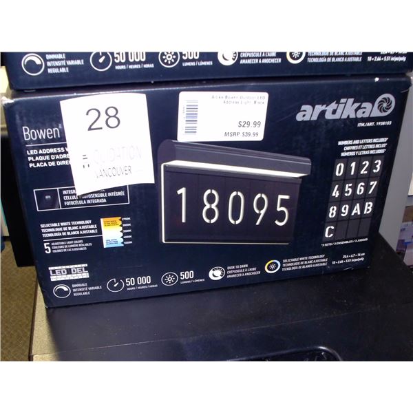 Artika Bowen Outdoor LED Address Wall Light Black