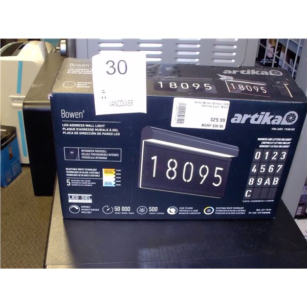 Artika Bowen Outdoor LED Address Wall Light Black