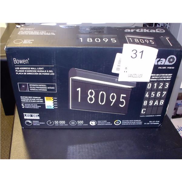 Artika Bowen Outdoor LED Address Wall Light Black