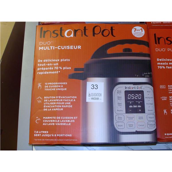 Instant Pot Duo 7-in-1 Multi-Cooker 7.6L 8qt