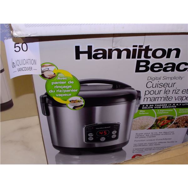 Hamilton Beach Digital Simplicity Rice Cooker Steamer 20-Cup