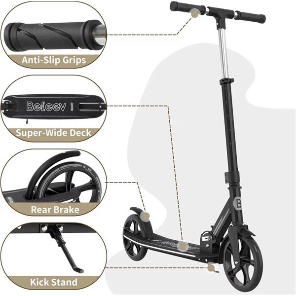 Beleev Adult Foldable Kick Scooter 100kg Max