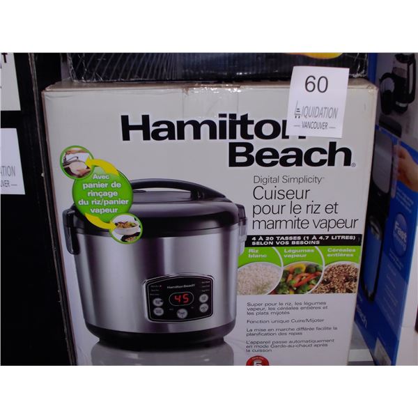 Hamilton Beach Digital Simplicity Rice Cooker Steamer 20-Cup