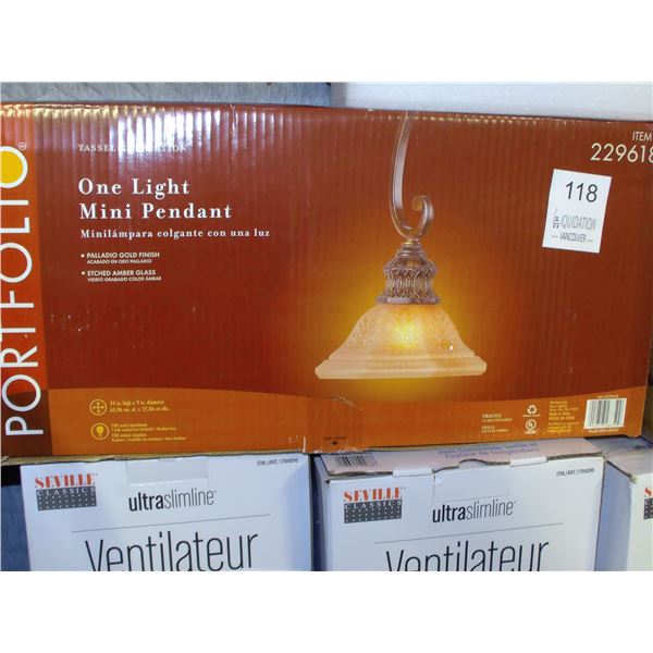 Portfolio One Light Mini Pendant Palladio Gold Finish