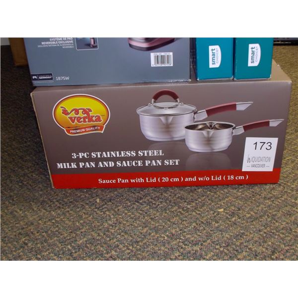 Verka 3-PC Stainless Steel Milk Pan and Sauce Pan Set