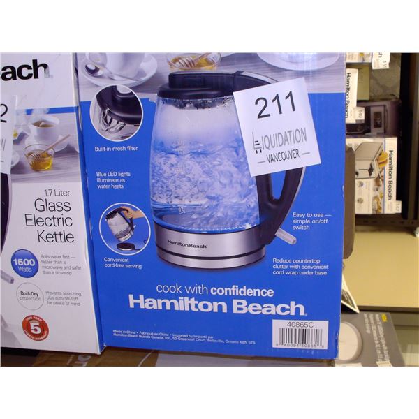 Hamilton Beach 1.7 Liter Glass Electric Kettle