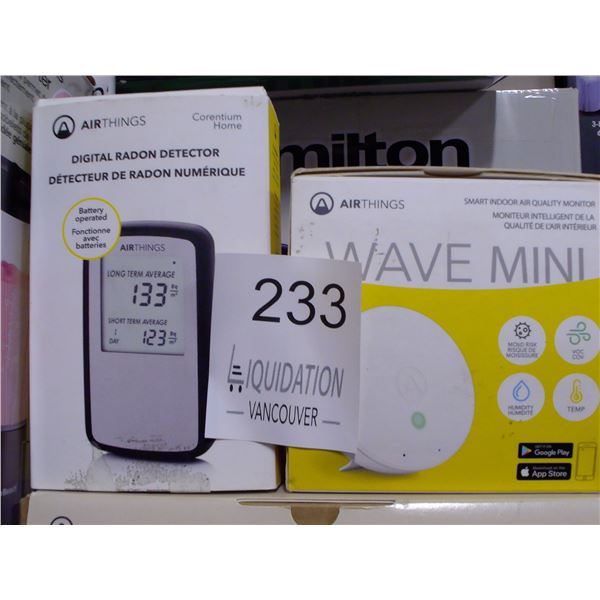 Set of 2 boxes of Airthings Digital Radon Detector and Wave Mini