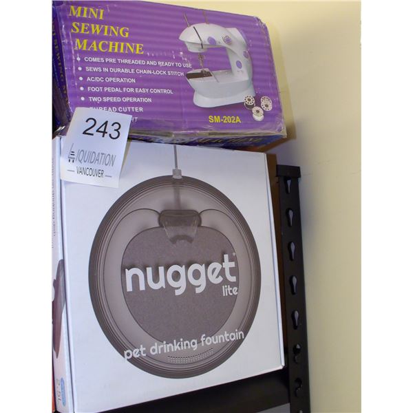 Mini Sewing Machine and Nugget Lite Pet Drinking Fountain