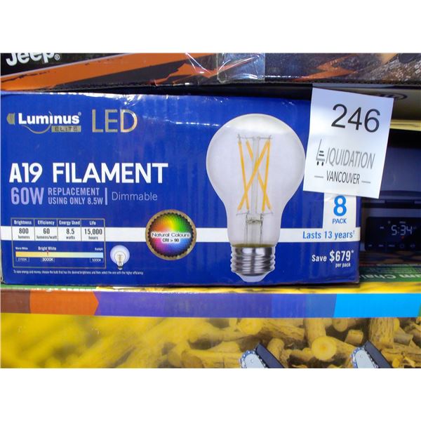 Luminus Elite LED A19 Filament Bulbs (8 pack)