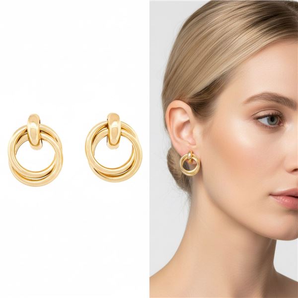 18kt Oro Laminado Double Hoop Earrings Butterfly B